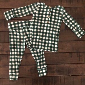 Lou Lou and company matching set 12-24 months - green and white check